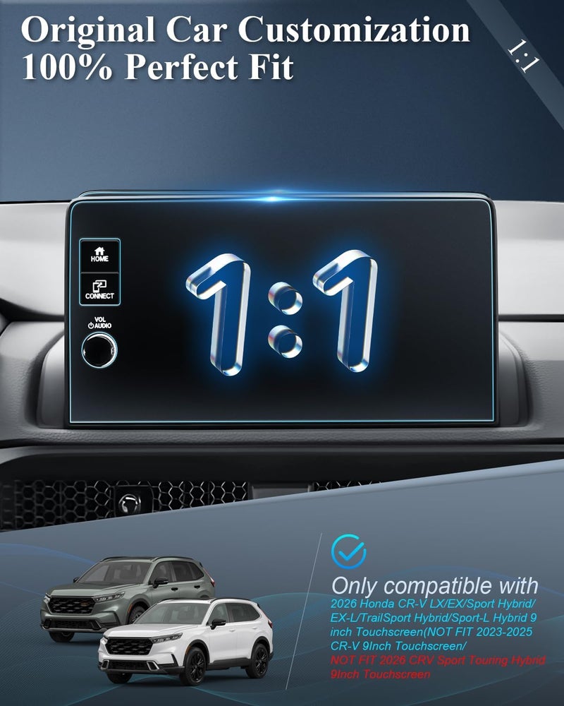 BIBIBO for 2026 Honda CRV Screen Protector Matte 2026 Honda CR-V (LX/EX/Sport Hybrid/EX-L/TrailSport Hybrid/Sport-L Hybrid )9" Touchscreen [Tempered Glass Anti-Glare &Scratch Lessen Fingerprints] Honda CRV 2026 - Image 4